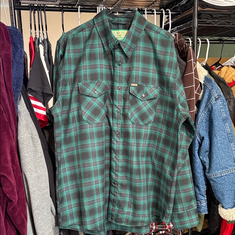 DIXXON Green and Black Plaid Men's Shirt